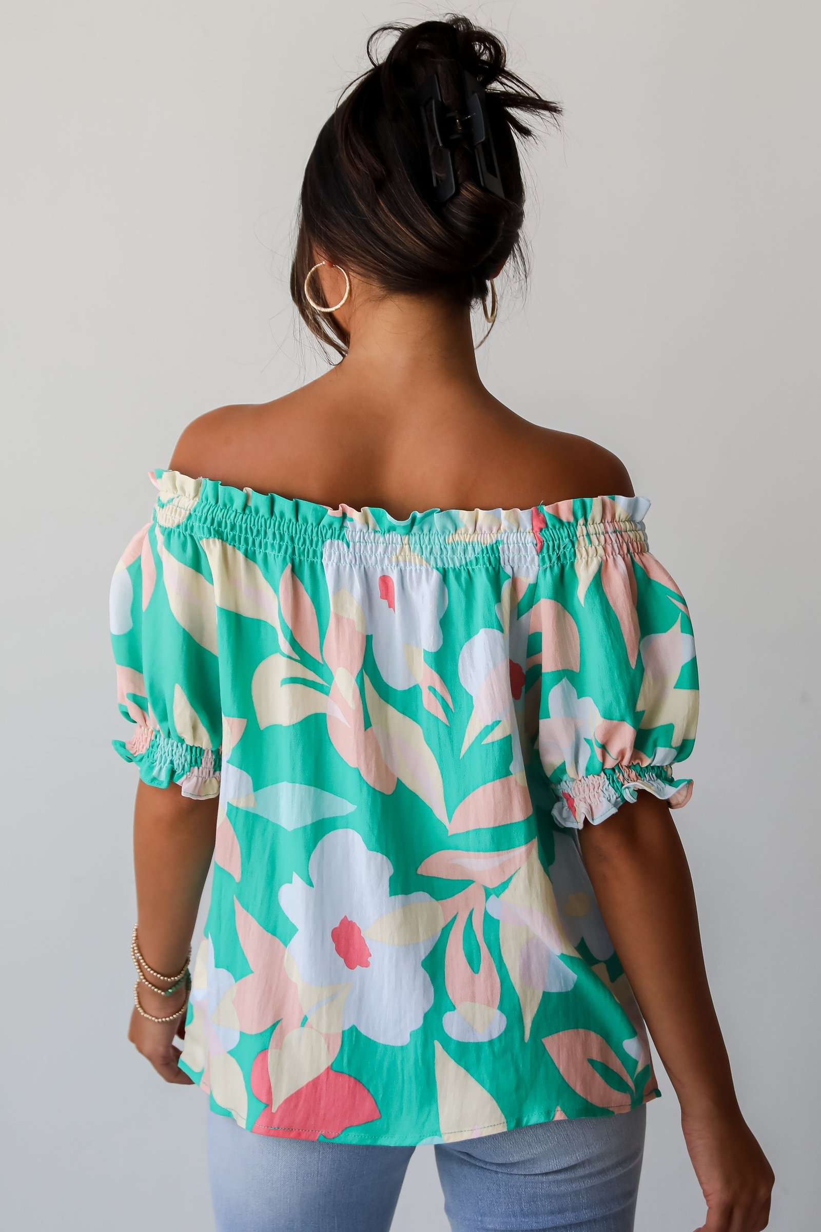 Sunshine Seeking Green Floral Blouse